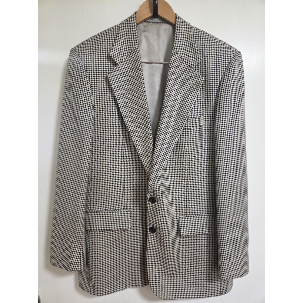 Monsieur Givenchy Men's Houndstooth Sport Coat Blazer 42R Large Union Made USA